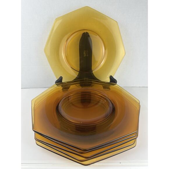 Fostoria Other - Vintage Depression-era Fostoria Amber Octagon Luncheon Plates—Set of 6